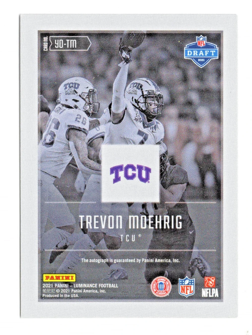 2021 Panini Luminance Year One Signatures Trevon Moehrig RC auto signed TCU SP